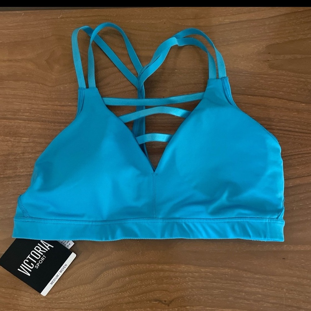 Blue Strappy Sports Bra